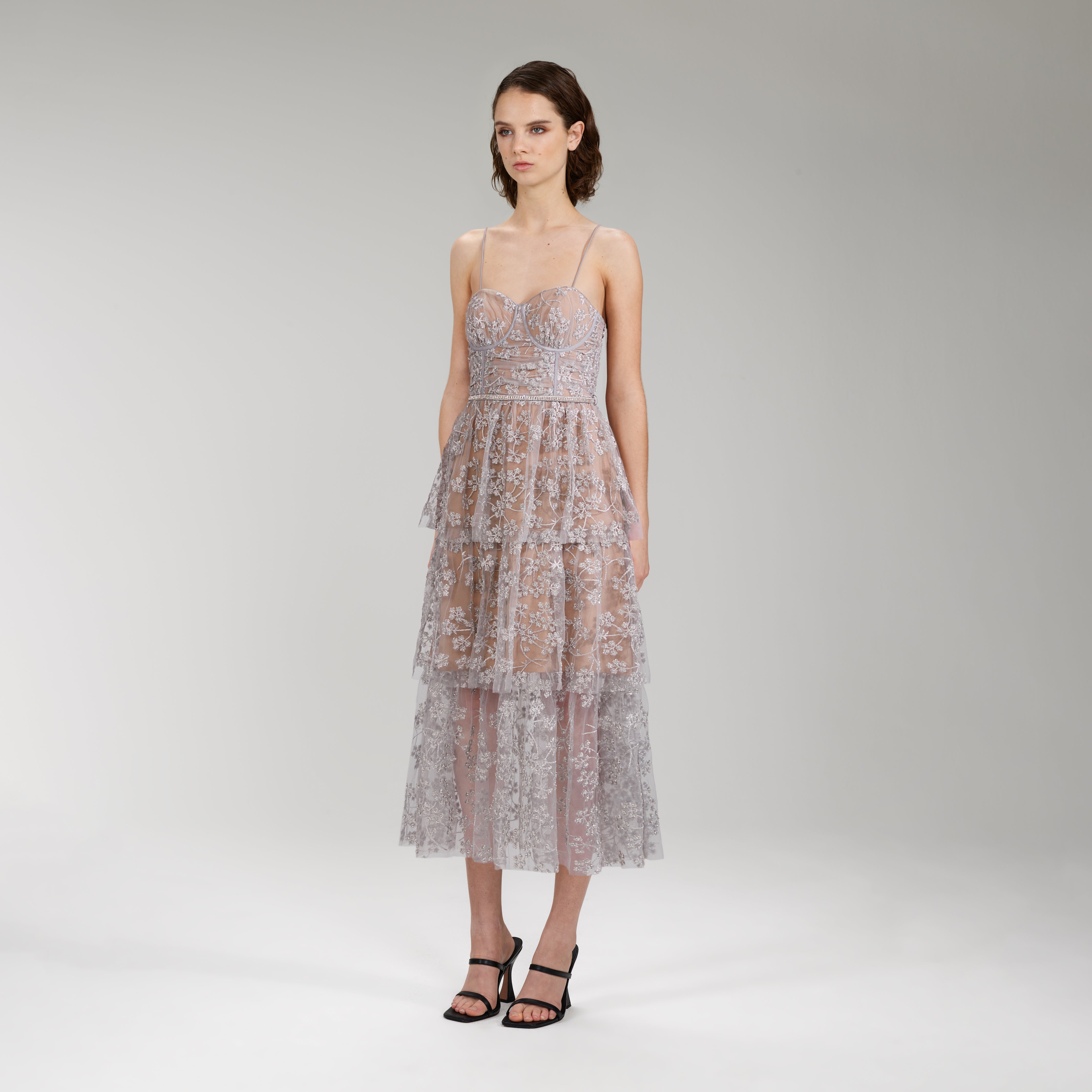 Self-Portrait, Embroidered Blossom Midi Dress